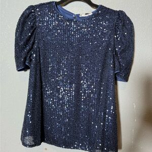 THML Midnight Blue Sequin Blouse